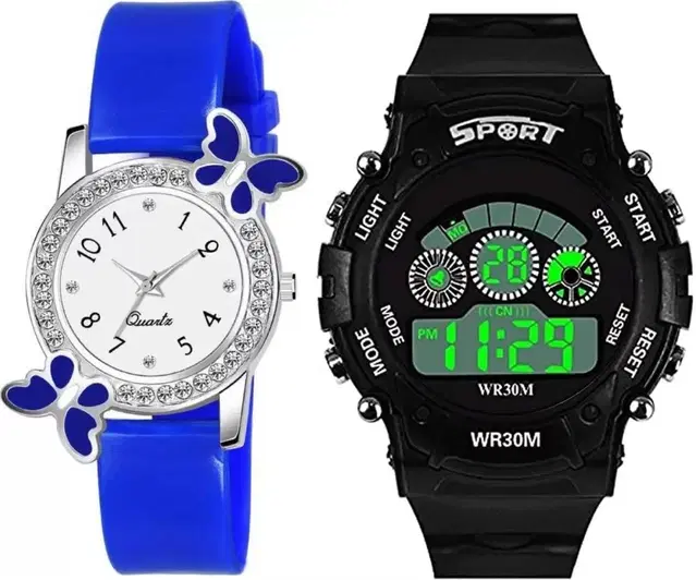 Analog with Digital Watch for Women & Girls, Set of 2 (Multicolor)