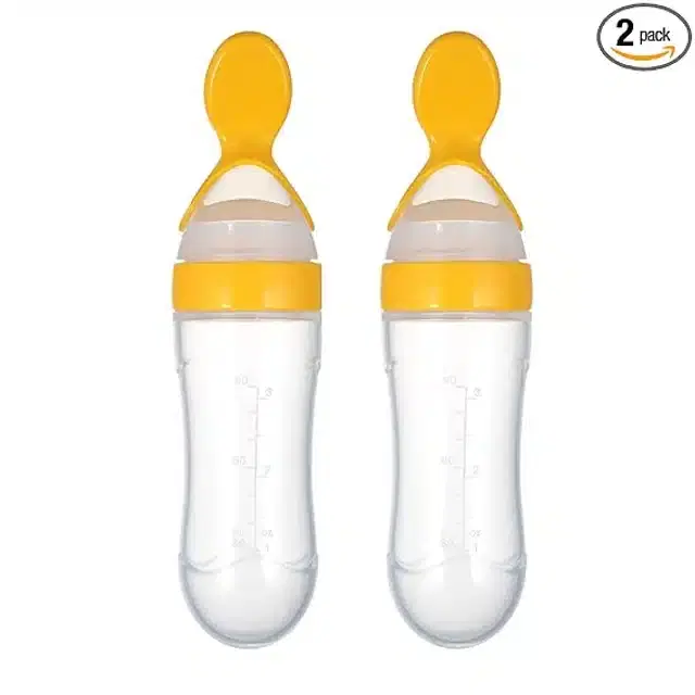 Silicone Feeding Bottle for Infants, Multicolor, 90 ml, Pack of 2