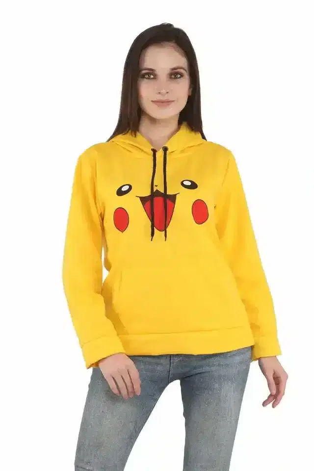 Sainath Pikachu Sweatshirt for womens (Yellow, S)