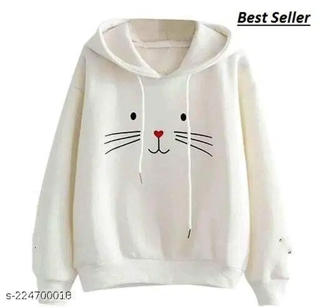 Polyester Hoodie for Women (White, S)