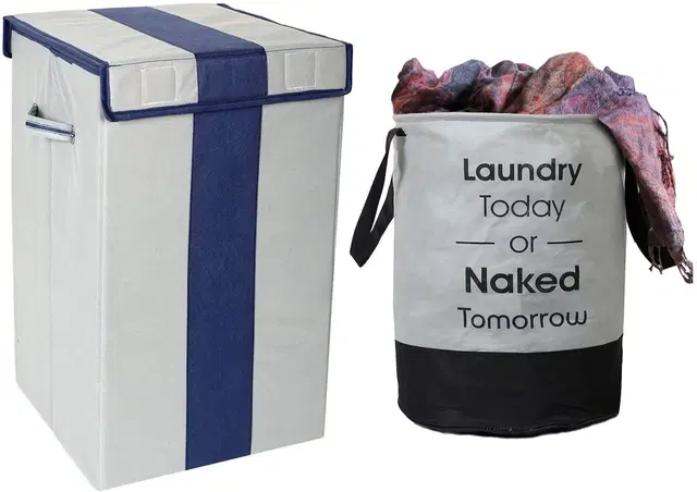 Canvas Laundry Basket,Multicolor,  (Pack Of 2)