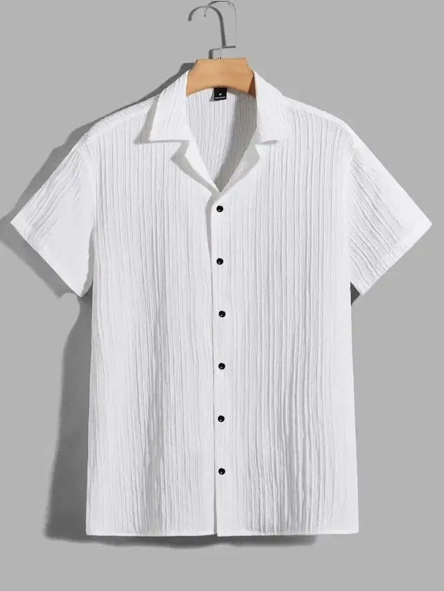 Cotton Blend Solid Mens Shirts White, L