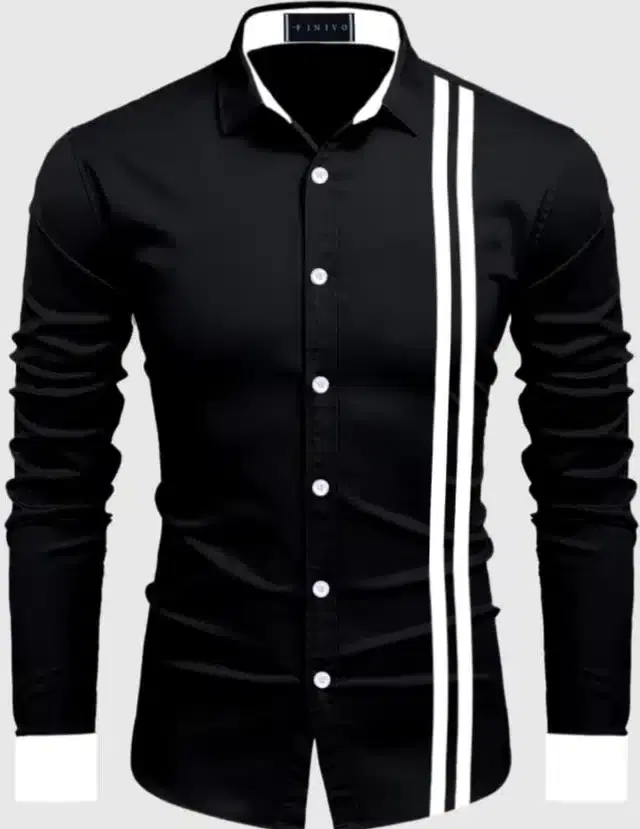 Full Sleeves Shirt for Men (Black, L)