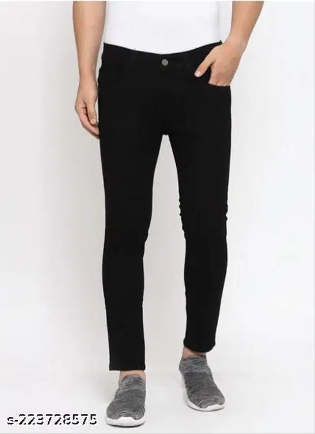Denim Slim Fit Jeans for Men (Black, 28)