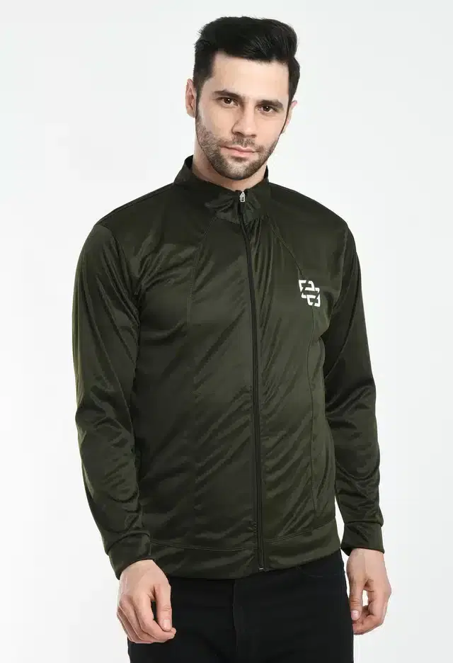 Polyester Full Sleeves Sports Jacket for Men (Olive, M)