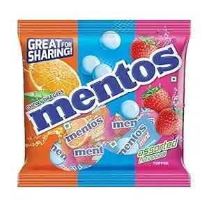 Mentos Rainbow Assorted Flavour Chewy Candy Pouch, 108 g