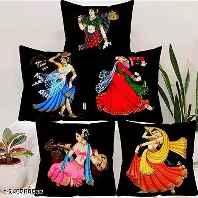 Cushion Cover for Home, Multicolor, 16x16 inches, Pack of 5