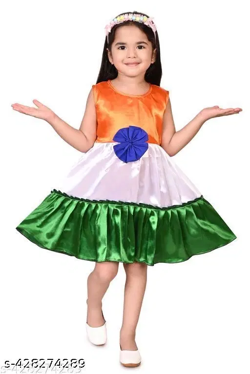 Polyester Frock for Girls (Green, 0-3 Months)