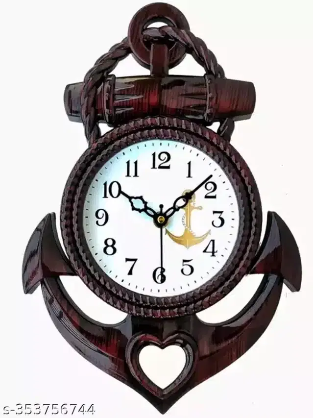 Plastic Analog Wall Clock, Dark Brown & White