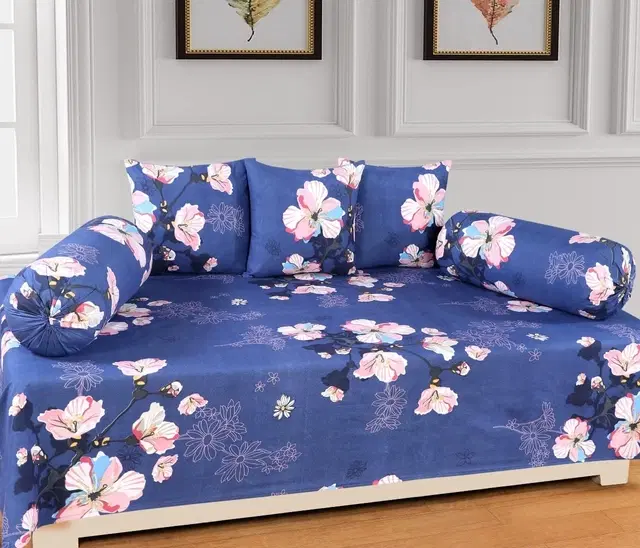 Cotton Printed Diwan Covers Set, 60x90 Inches, Multicolor, Set of 8