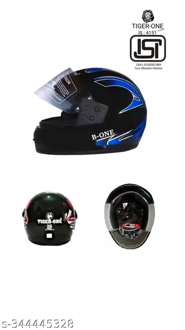 Full Face Helmet for Men & Women, Black & Blue