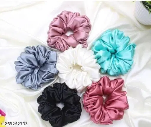 Pure Silk Scrunchies for Women, Pack of 12 (Multicolor)