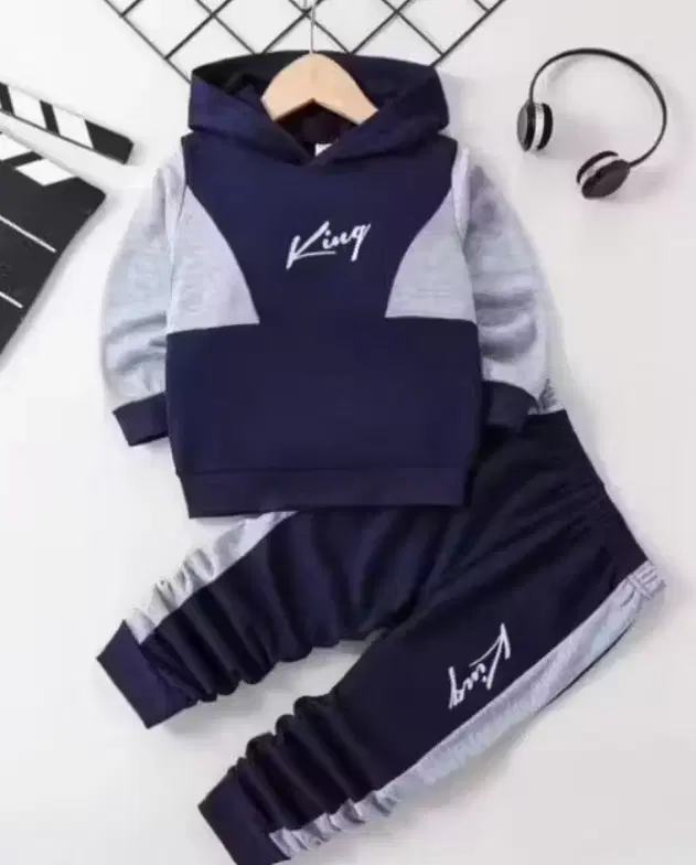 Poly Cotton Printed Clothing Set for Boys (Blue, 3-4 Years)