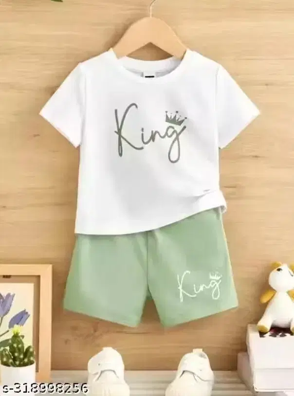 Cotton Blend Printed Clothing Set for Boys, White (18-24 Months)