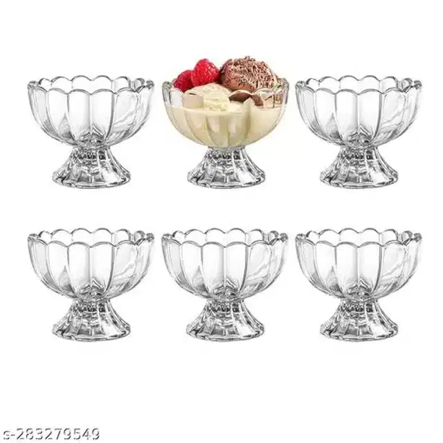 Plastic Ice Cream Bowls, Transparent, 250 ml, Pack of 6