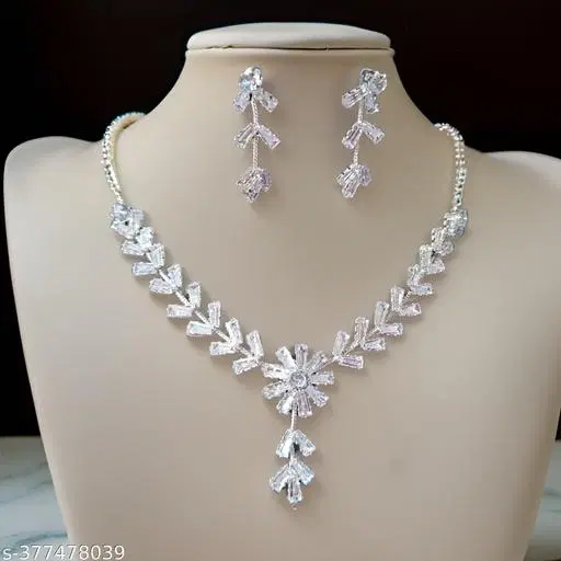 Necklace and Earrings Set for Women (White, 1)