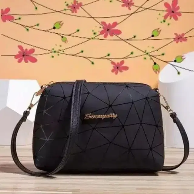 Pu Sling Bag For Women (Black)