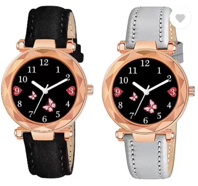 Analog Watch for Women & Girls, Pack of 2 (Multicolor)
