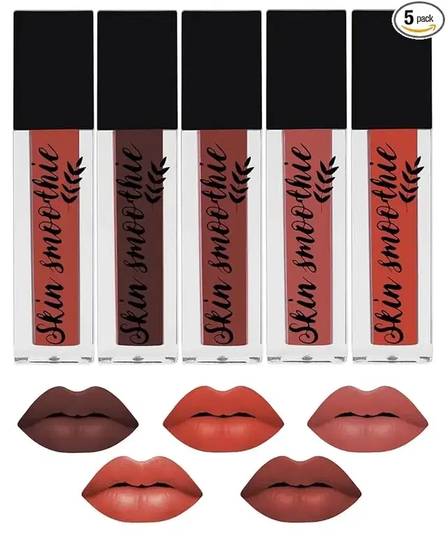 Skin Smoothie Mini Liquid Lipstick With Almond Oil & Vitamin E, Nude Edition, Pack Of 5