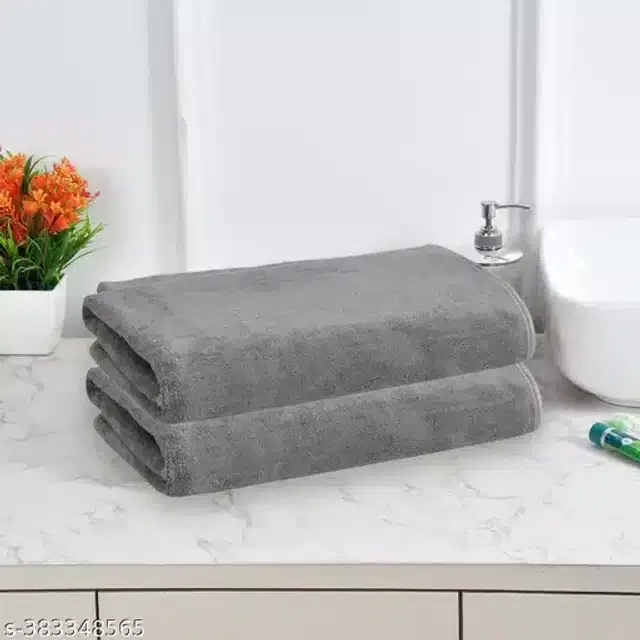 Cotton High Absorbent Bath Towels, Pack of 2, Grey, 70x140 cm
