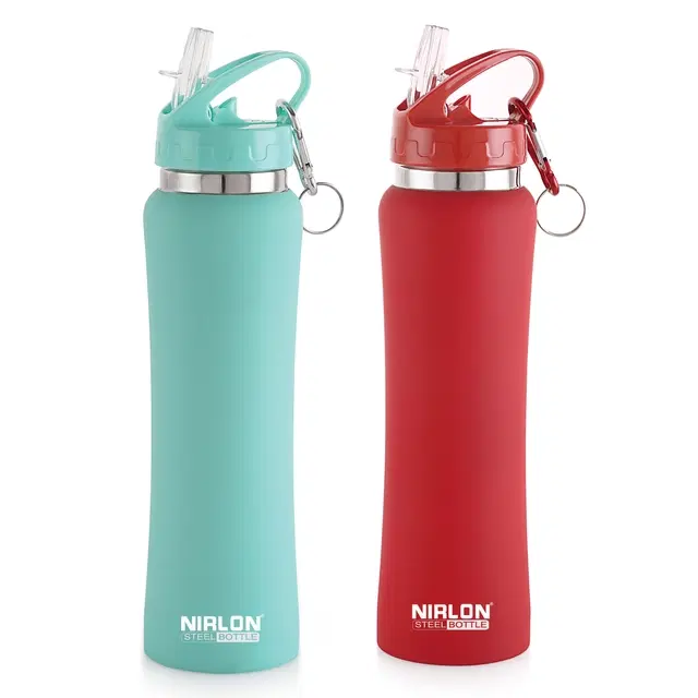 Nirlon Stainless Steel Sipper Water Bottle, Multicolor, 750 ml, Pack of 2