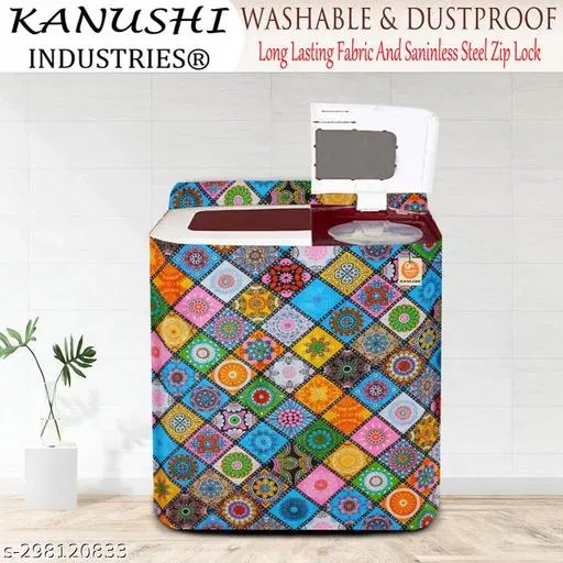 KANUSHI Industries® Washable & Dustproof Top Load Semi Automatic Washing Machine Cover ( Suitable For 6 Kg, 6.5 kg, 7 kg, 7.5 kg) (WASMAC-DIG-B-SEMI)