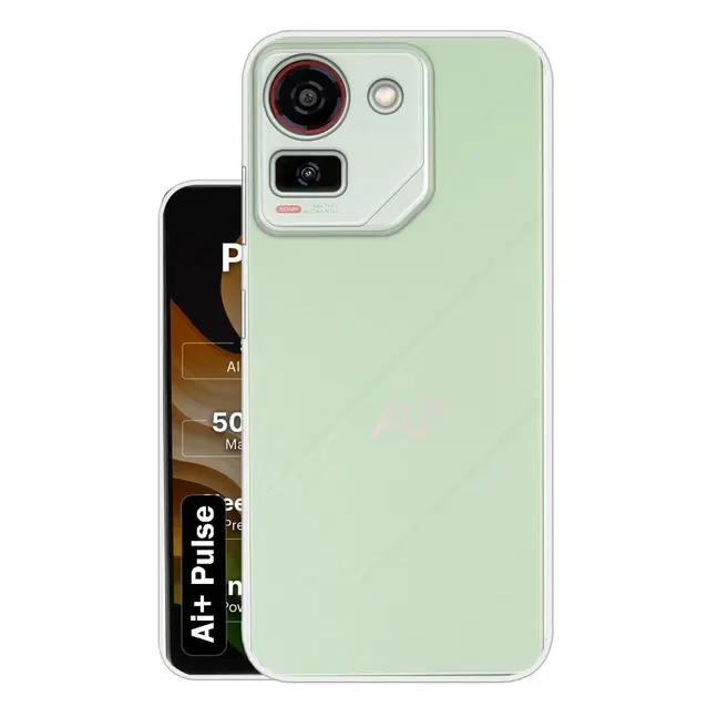 Rubber Mobile Back Cover for Ai+ Pulse (Transparent)