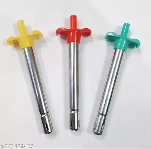 Stainless Steel Gas Stove Lighter, Multicolor, Pack of 3