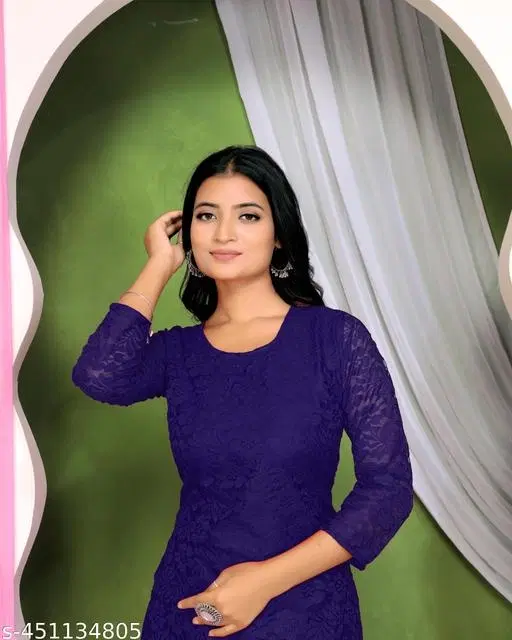 Net Kurti for Women,  Blue  (S)