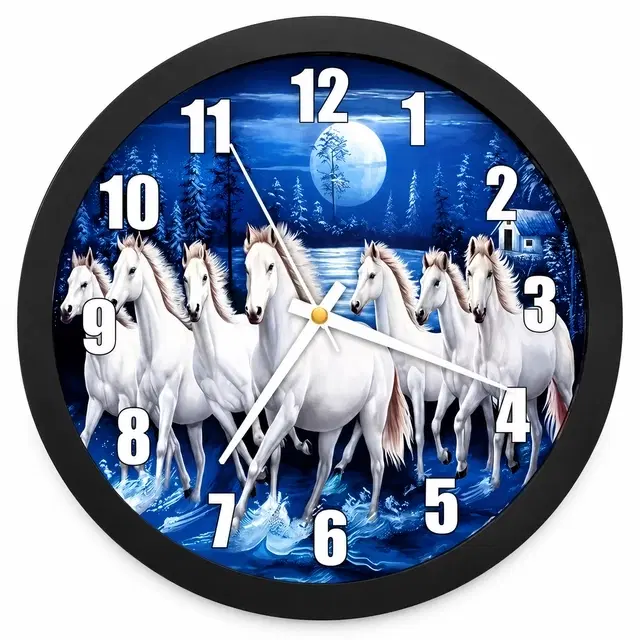7 Horses Printed Analog Wall Clock