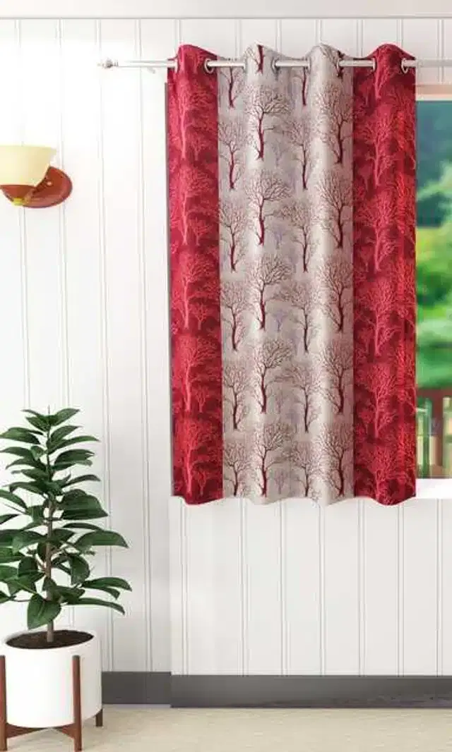 Window Curtain, Maroon, 4X5 Feet