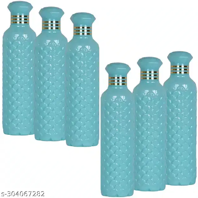 Plastic Water Bottles Set, Pack of 6, Blue, 1000 ml