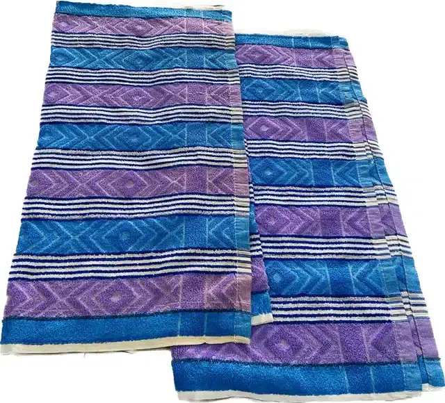 Microfiber Striped Bath Towels, Pack of 2, Multicolor, 26x56 Inches
