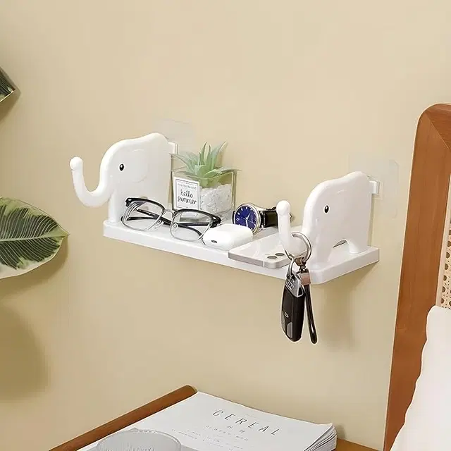Elephant-Shaped Punch-Free Wall Hanging Hook Rack Bathroom & Kitchen Storage (Pack of 2)