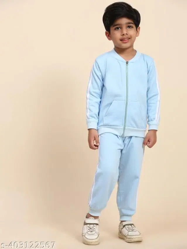 Woolen Solid Clothing Sets for Boys & Girls (Blue, 1-2 Years)