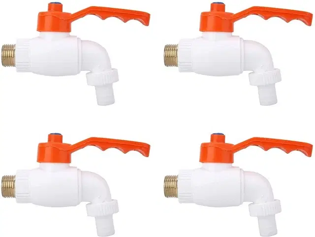 Plastic Turkey Faucets Bib Cock Taps, White, Pack of 4