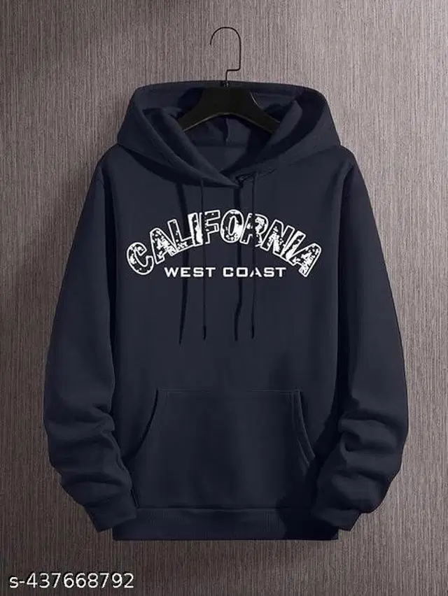 Cotton Blend Printed Hoodie for Women (Black, S)