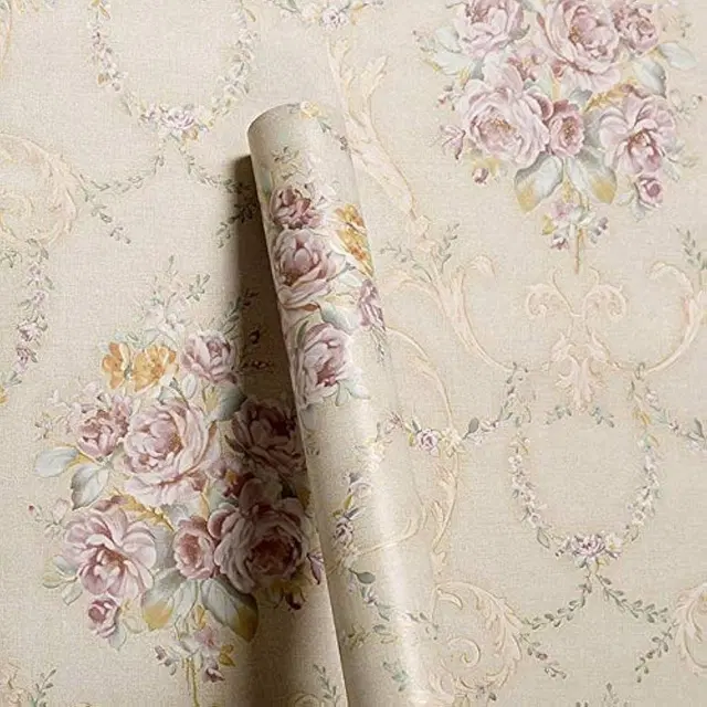 Decor PVC Vinyl Wallpaper for Home Floral Pink 45x250cm