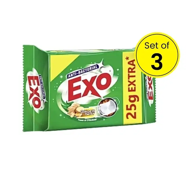 Exo Anti-Bacterial Dishwash Bar 3X(135 g + 25 g Extra) (Pack of 3)