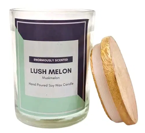 Floish Decor Premium Scented Soy Wax Frosted Glass Candle with Wooden Lid