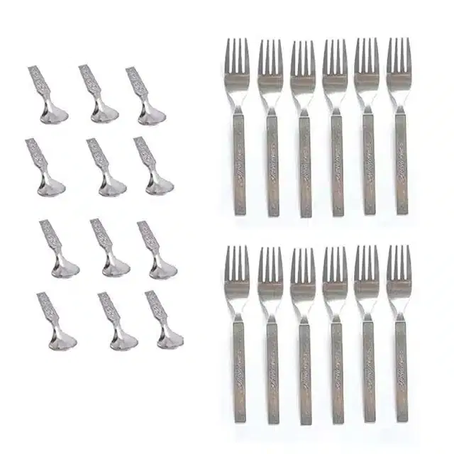 Stainless Steel Spoon & Fork, Set of 24, Silver