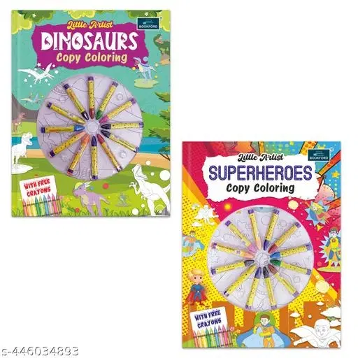 Little Artist Copy Coloring Books for Kids – Fun & Creative Coloring Set of 2 | Dinosaurs & Superheroes | Perfect for Toddlers, Preschoolers, and Early Learners | Enhances Creativity, Focus, and Motor Skills