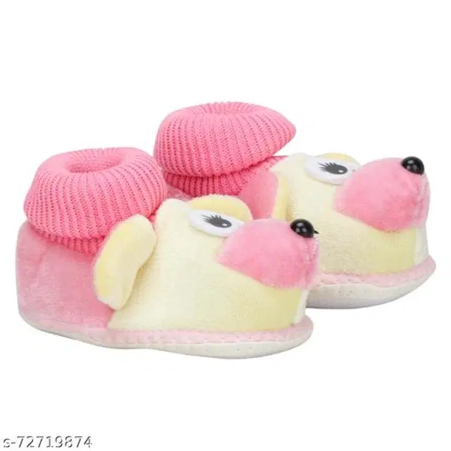 Booties for Infants (Pink & Cream, 3-6 Months)