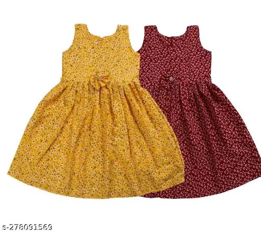 Frock Pack of 2 for Girls (Yellow, 2-3 Years)