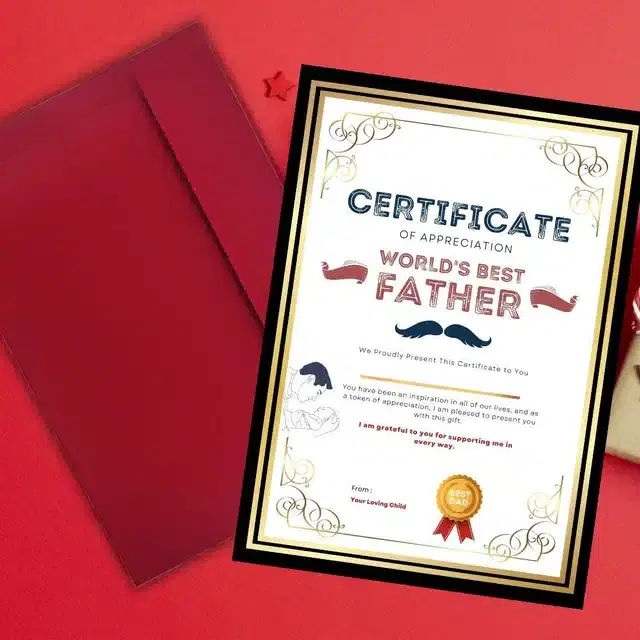 Best Father Certificate, Multicolor