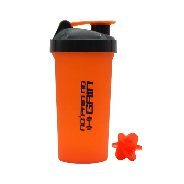 Plastic Gym Shaker Bottle with Blender Ball, Red & Black, 700 ml