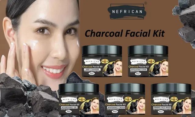 Charcoal Deep Bright Skin Facial Kits, 50 g, Set of 5