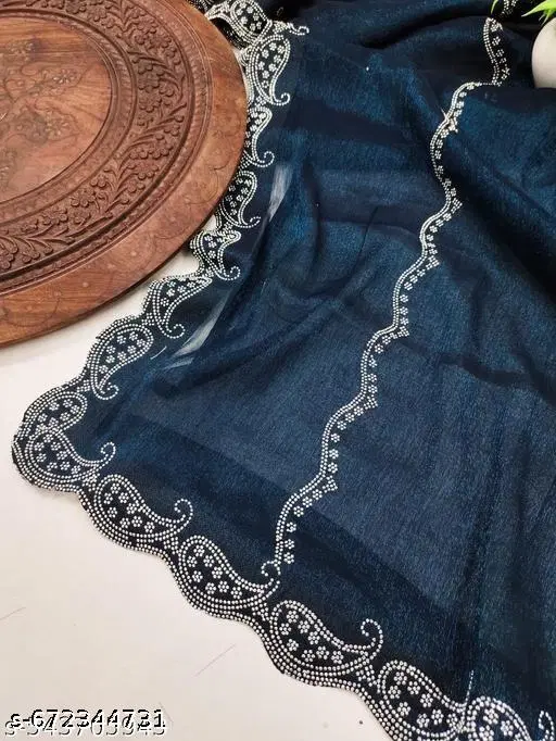 Jimmy Choo Solid Saree For Women, Blue