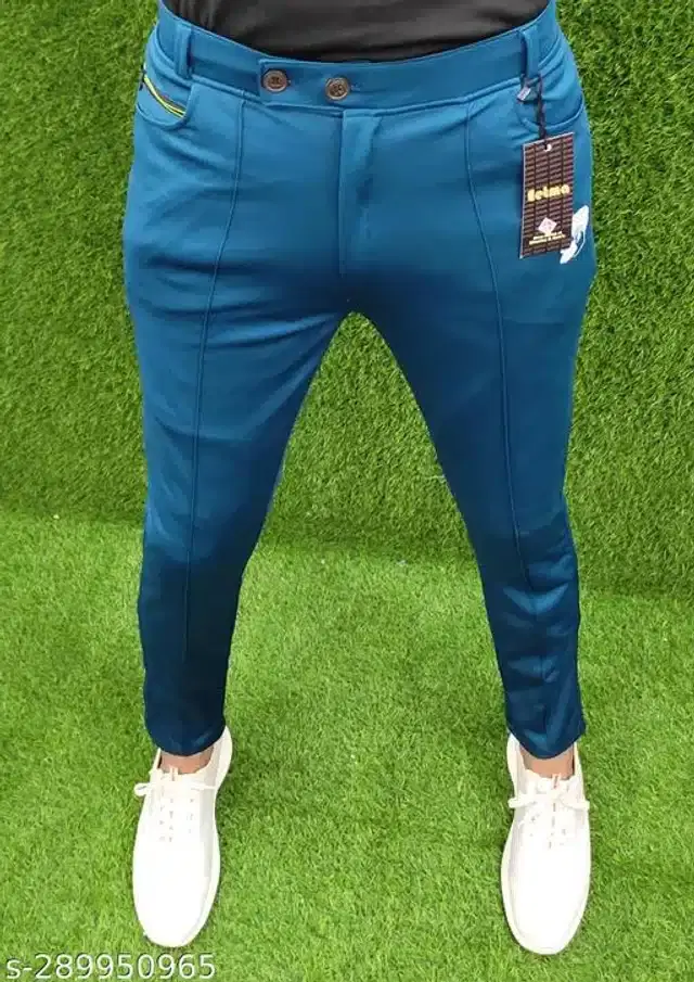 Lycra Track Pant for Men (Blue, 28)
