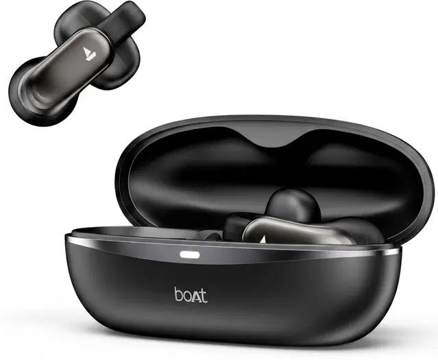 boAt Airdopes Clip Ows Earbuds,Clip-On Fit,Air-Conduction Tech,42H Battery,ENx,BTv6.0 Bluetooth Headset (Noir Black, True Wireless)